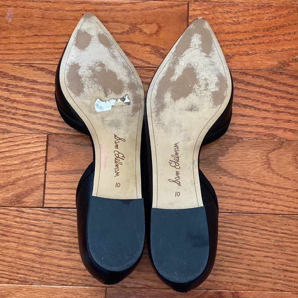 SAM Edelman black pointed toe leather flats size 10M GUC - Picture 6 of 8